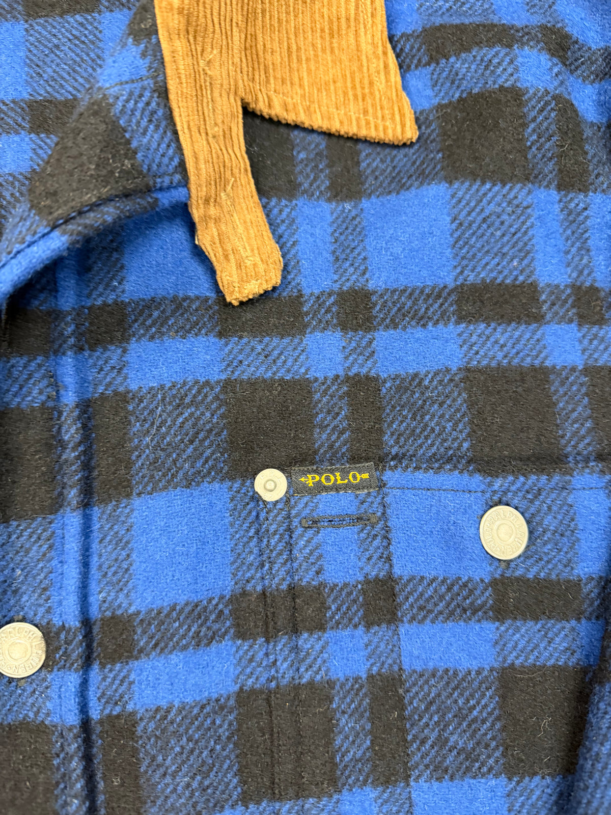 Polo Ralph Lauren plaid wool jacket with corduroy collar. Fits M-XL