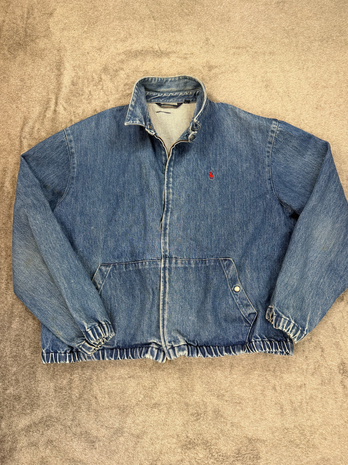 80s Polo Ralph Lauren denim bomber. Made in the USA. Fits S-L