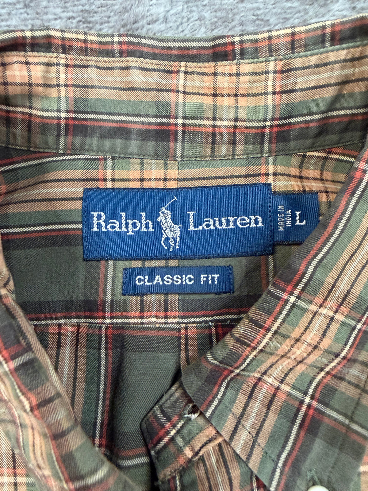 90s Ralph Lauren cotton plaid button down. Fits S-L